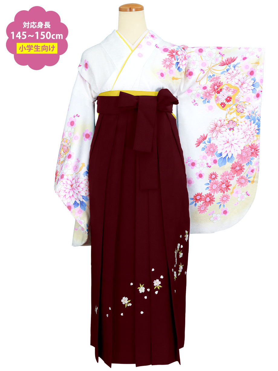 白地にうさぎ・赤色袴(小学生)/卒業式
