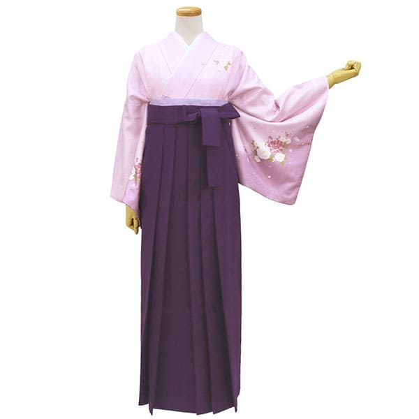 藤色地に牡丹・紫袴（無地） （小袖）／卒業式