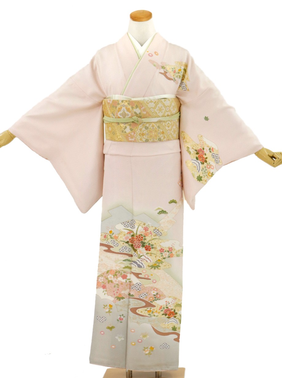 牡丹に山取りの訪問着(袷)