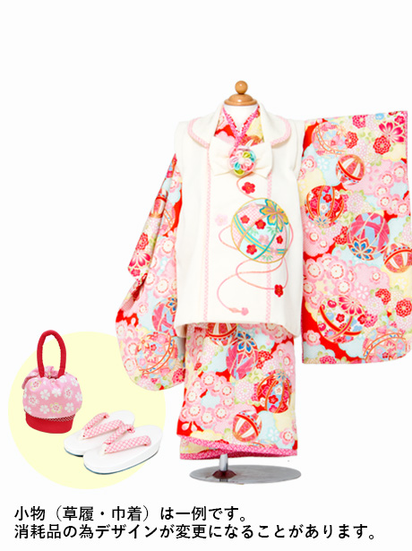 【夏におすすめ】 《乙葉》 毬と桜の被布コートセット／七五三・三歳女の子