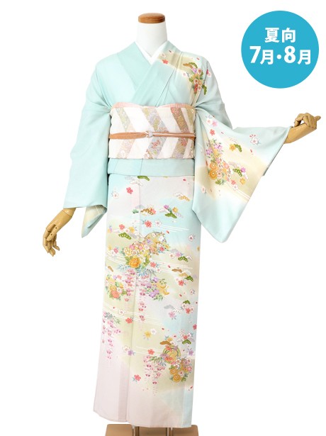 淡水色地に花丸の訪問着(絽)